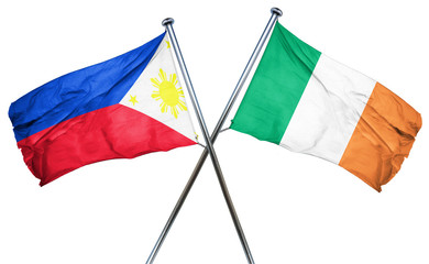 Philippines flag with Ireland flag, 3D rendering