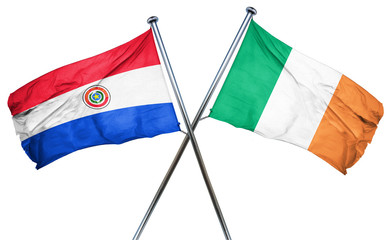 Paraguay flag with Ireland flag, 3D rendering