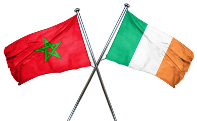 Fototapeta na wymiar Morocco flag with Ireland flag, 3D rendering