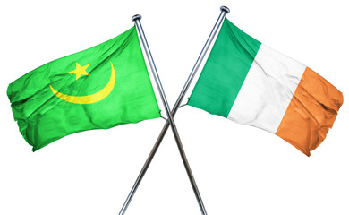 Mauritania flag with Ireland flag, 3D rendering