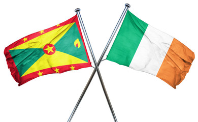 Grenada flag with Ireland flag, 3D rendering
