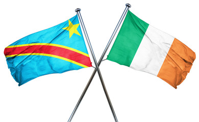 Democratic republic of the congo flag with Ireland flag, 3D rend