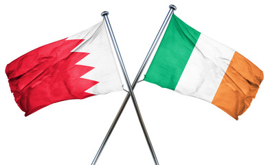 Bahrain flag with Ireland flag, 3D rendering