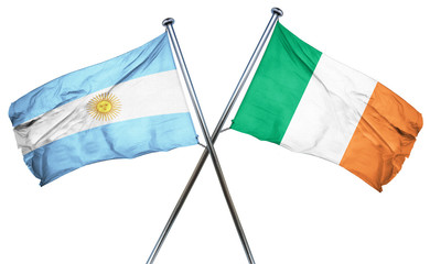 Argentina flag with Ireland flag, 3D rendering