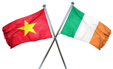 Vietnam flag with Ireland flag, 3D rendering