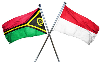 Vanatu flag with Indonesia flag, 3D rendering
