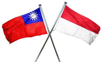 Republic of china flag with Indonesia flag, 3D rendering