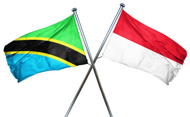 Tanzanian flag with Indonesia flag, 3D rendering
