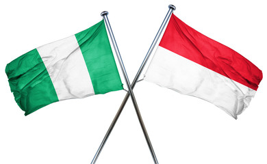 Nigeria flag with Indonesia flag, 3D rendering