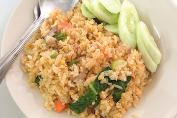 Thai Fried Rice with pork and Cucumber - Asian Cuisine
