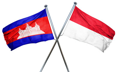 Naklejka na ściany i meble Cambodia flag with Indonesia flag, 3D rendering