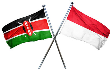 Kenya flag with Indonesia flag, 3D rendering