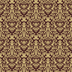 Oriental vector golden classic pattern. Seamless abstract background with repeating elements