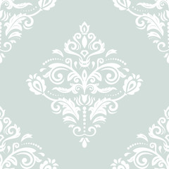 Oriental vector classic white pattern. Seamless abstract background with repeating elements
