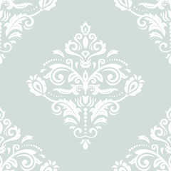 Oriental vector classic white pattern. Seamless abstract background with repeating elements