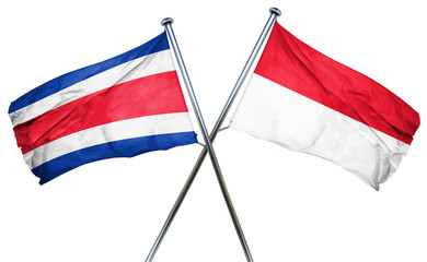 Costa Rica flag with Indonesia flag, 3D rendering