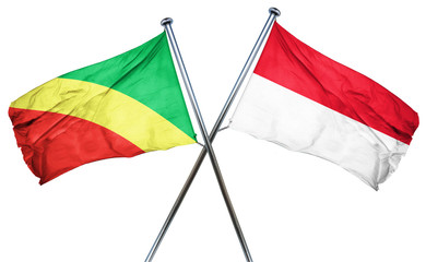 Congo flag with Indonesia flag, 3D rendering