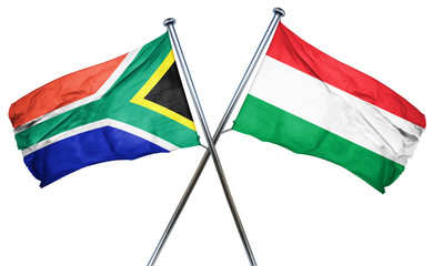 South africa flag with Hungary flag, 3D rendering