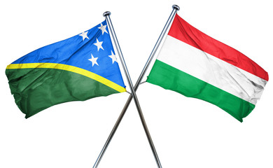 Solomon islands flag with Hungary flag, 3D rendering