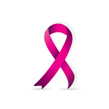 Breast cancer logo for poster, pink ribbon on white background