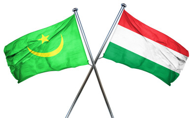 Mauritania flag with Hungary flag, 3D rendering