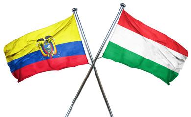 Ecuador flag with Hungary flag, 3D rendering