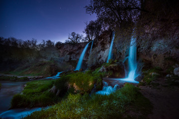  Rifle Falls at night Colorado Cascading triple waterfall