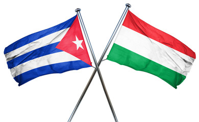Cuba flag with Hungary flag, 3D rendering