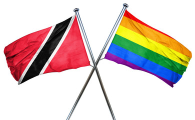 Trinidad and tobago flag with rainbow flag, 3D rendering