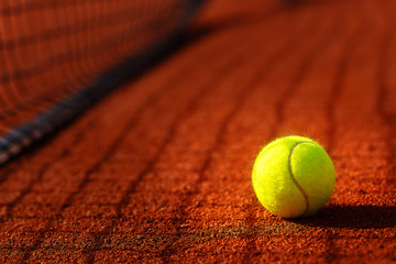 tennis court with tennis ball and antuka background.