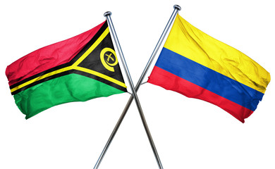 Vanatu flag with Colombia flag, 3D rendering