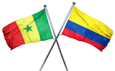 Senegal flag with Colombia flag, 3D rendering