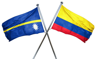 Nauru flag with Colombia flag, 3D rendering