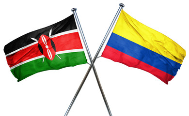 Kenya flag with Colombia flag, 3D rendering