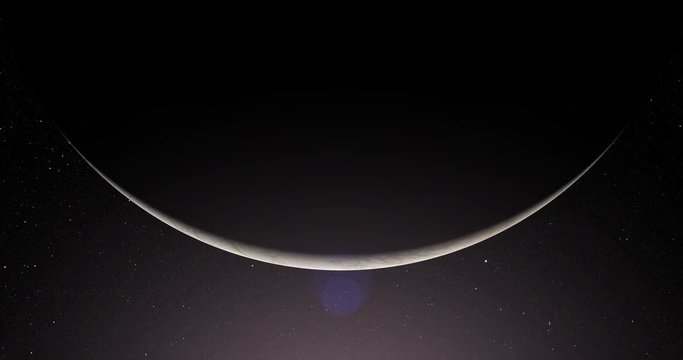 A slightly off-camera sun illuminates a crescent of Europa's surface. Data: NASA/JPL.