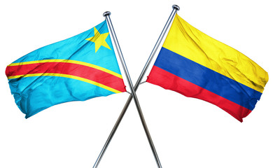 Democratic republic of the congo flag with Colombia flag, 3D ren
