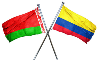 Belarus flag with Colombia flag, 3D rendering