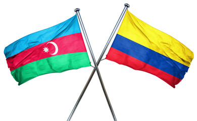 Azerbaijan flag with Colombia flag, 3D rendering