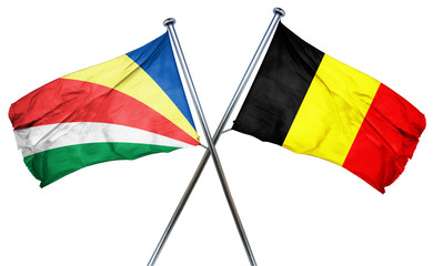 seychelles flag with Belgium flag, 3D rendering