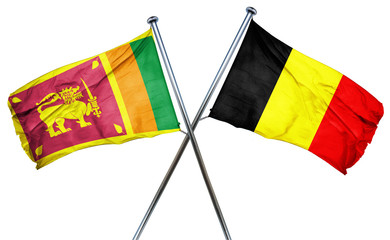 Sri lanka flag with Belgium flag, 3D rendering