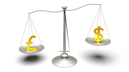 Scales measuring golden currencies