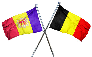 Andorra flag with Belgium flag, 3D rendering