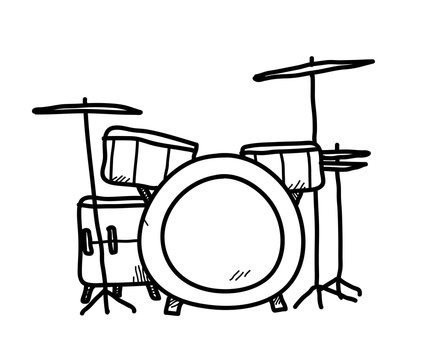 Drum Set Doodle, a hand drawn vector doodle illustration of a drum set.