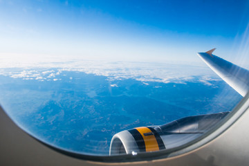 Plane window view
