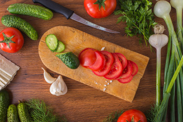 Vegetables on the table top