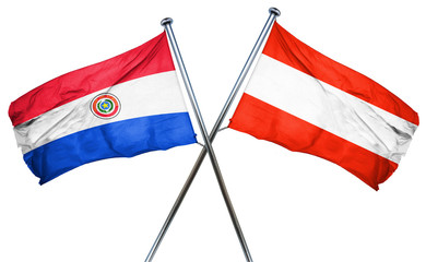 Paraguay flag with Austrian flag, 3D rendering