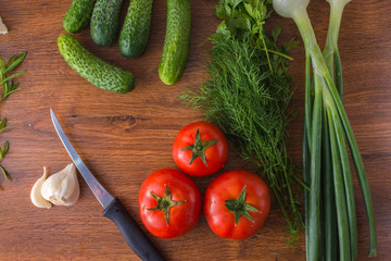 Vegetables on the table top