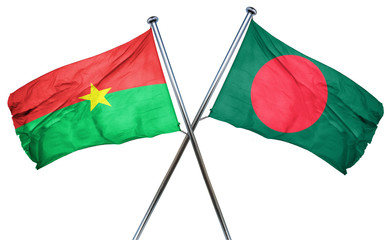 Burkina Faso flag with Bangladesh flag, 3D rendering