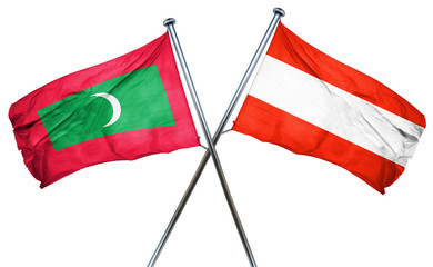 Maldives flag with Austrian flag, 3D rendering