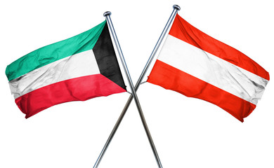 Kuwait flag with Austrian flag, 3D rendering